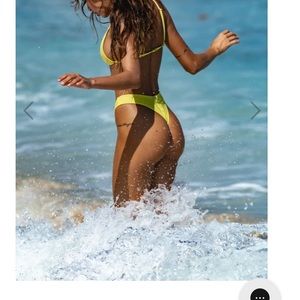 LaHana swim xs Emilia high cut bikini bottom in pine lime never worn with tags